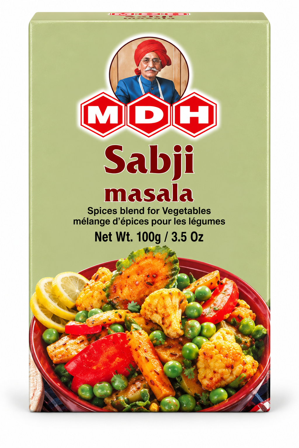 MDH Sabji Masala 100g spice blend packet for preparing flavorful Indian vegetable dishes.