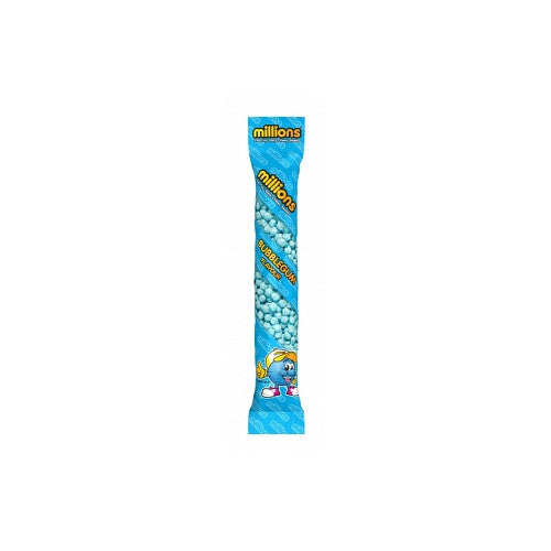 Millions Bubblegum Tube 12-pack, each 55 g, containing bite-sized fruity bubblegum pieces.