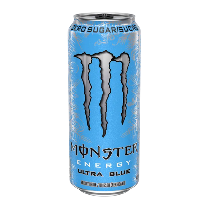 473 ml Monster Ultra Blue energy beverage with caffeine and B-vitamins