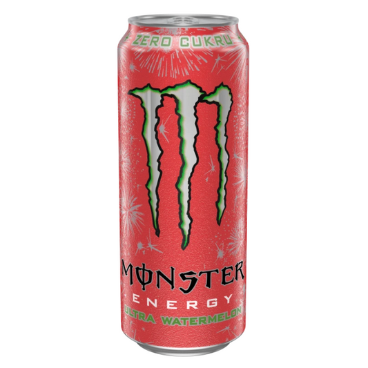 Monster Ultra Watermelon 500ml can, offering a refreshing watermelon flavor with zero sugar for a crisp, hydrating energy drink that boosts energy without the added calories.