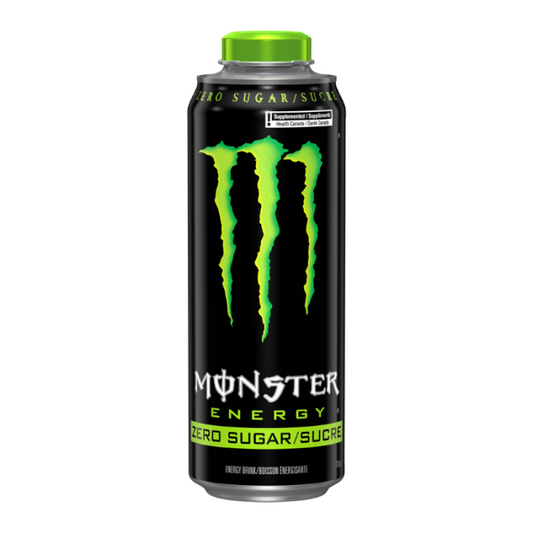 Monster Mega Energy Zero Sugar 710ml can, offering a bold, sugar-free energy drink with a high caffeine content for a long-lasting energy boost.