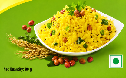 MTR 3 Minute Breakfast Poha 80g ready-to-eat cup featuring authentic Indian flattened rice breakfast that is prepared by simply adding hot water.