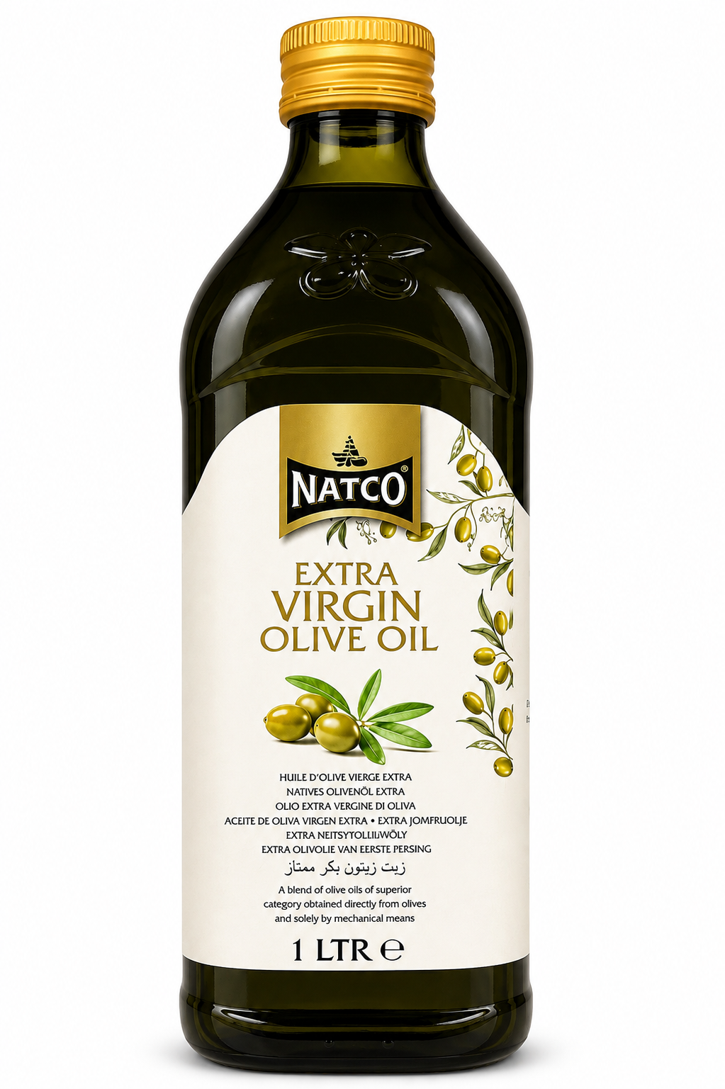 Natco Extra Virgin Olive Oil 1L bottle, premium olive oil suitable for cooking, salad dressings, marinades, drizzling and everyday meals