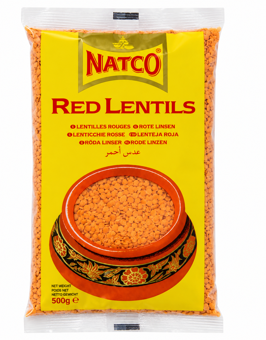 Natco 500g red lentils masoor dal front packaging