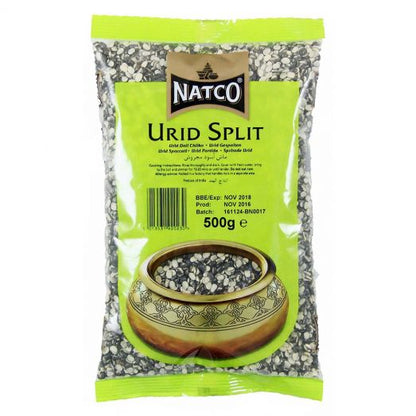 Natco Urid Split 500g pack of split black gram lentils.
