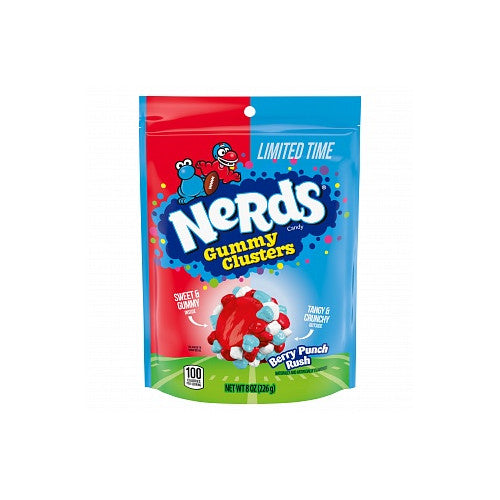 Nerds Gummy Clusters Berry Punch Rush 6-pack, each 226 g, with chewy gummies and tangy Nerds candy.