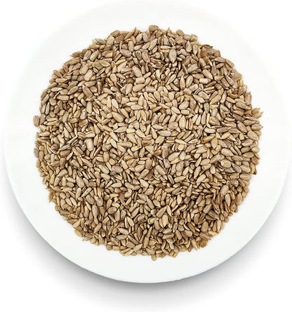 Oltresole organic sunflower seeds displayed in a white bowl.