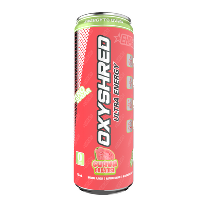 Front view of OxyShred Guava Paradise Ultra Energy Drink 355ml can