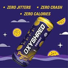 Product image of OxyShred Ultra Energy Drink Passionfruit 355ml on a clean background