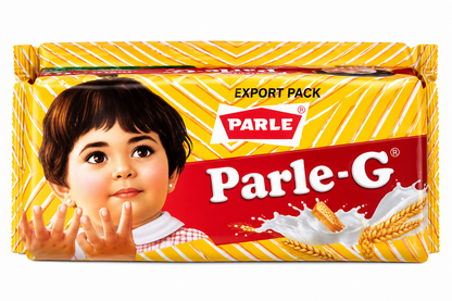Parle-G Original Glucose Biscuits 79g export pack featuring the iconic yellow and red packaging, Parle-G logo and classic child illustration, ideal for Indian grocery shops, tea-time snacks and everyday enjoyment.