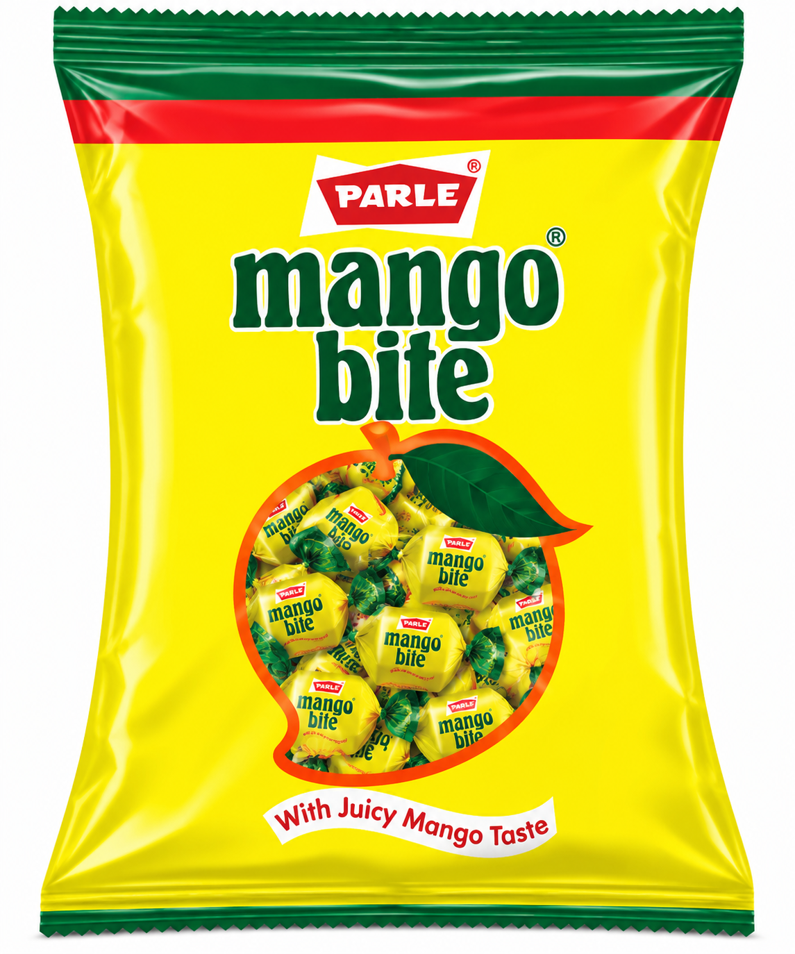 Parle Mango Bite Candy 333g Yellow Packet with Mango Flavoured Sweets Packaging