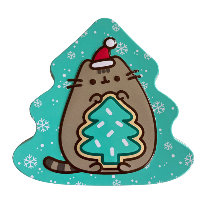 Cute Pusheen Meowy Christmas Tin perfect for gifting or festive décor.
