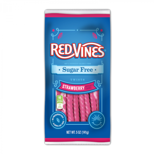 Red Vines Sugar-Free Strawberry Twists candy in 5 oz peg bag