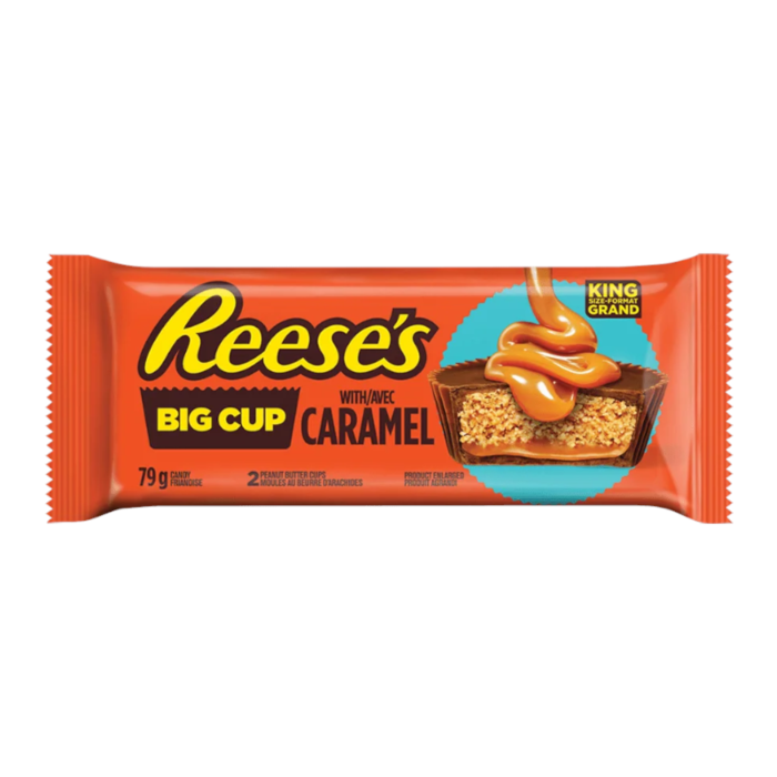 Reese’s Big Cup With Caramel King Size 79g wrapper front view