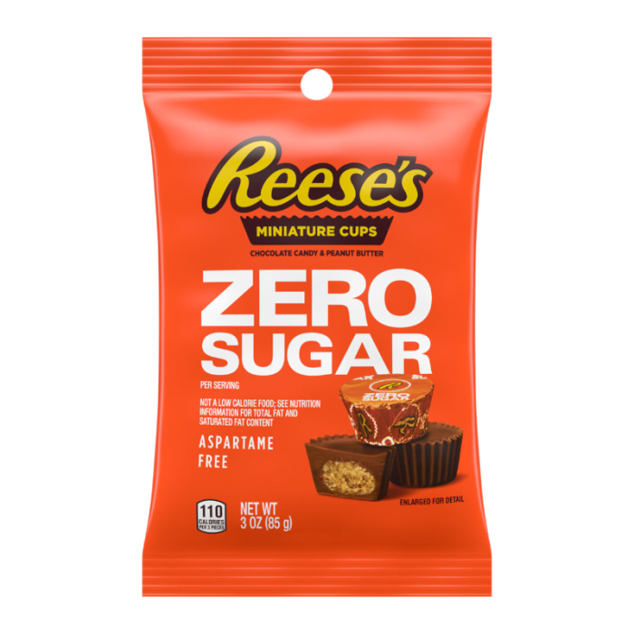 Reese’s Miniature Cups Zero Sugar 3oz 85g bag front view