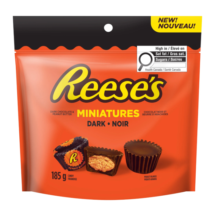 Reese’s Dark Miniatures peanut butter cups 185g Canada packaging