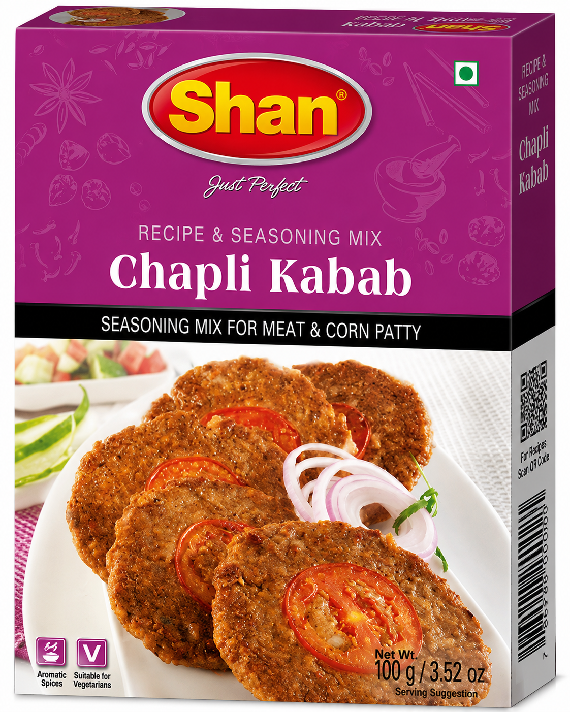 Shan Chapli Kabab Masala 100g spice mix for authentic Pakistani Chapli Kababs and traditional minced meat recipes