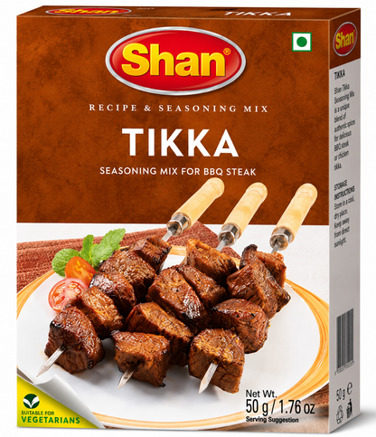 Shan Tikka Masala 50g spice mix pack – aromatic South Asian seasoning for chicken tikka, BBQ, grilling and traditional tikka dishes