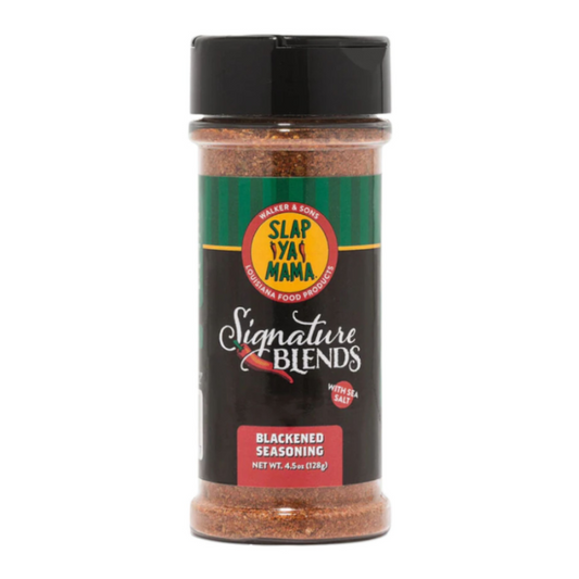 Close-up of Slap Ya Mama Blackening Seasoning showing dark, smoky spice blend.