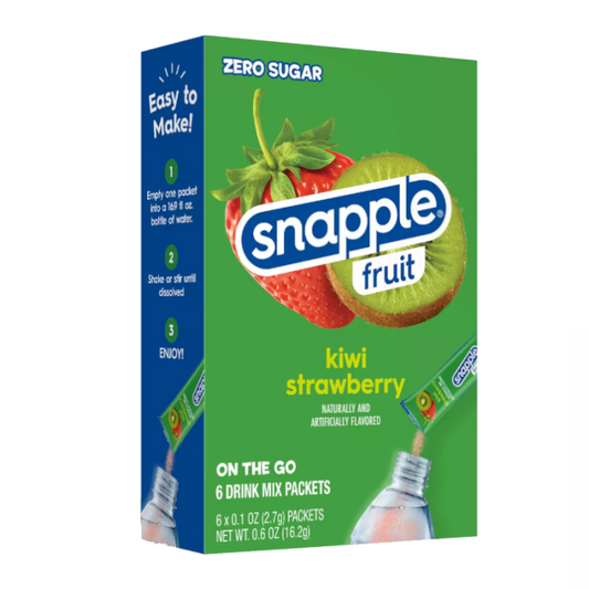 Single-serve Snapple Kiwi Strawberry powdered drink mix, 0.6 oz, fruity instant drink mix.