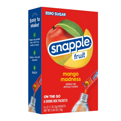 Single-serve Snapple Mango Madness powdered drink mix, 0.64 oz, tropical instant drink packet