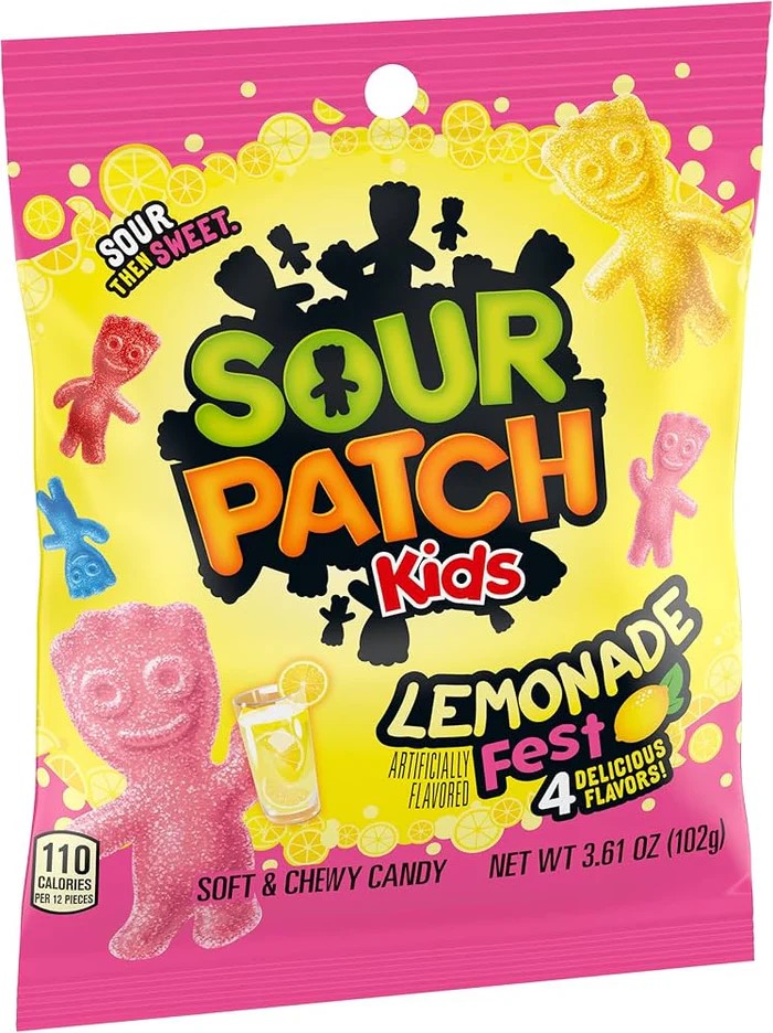 Sour Patch Kids Lemonade soft and chewy sour-then-sweet gummy candy, 12 × 102g value pack