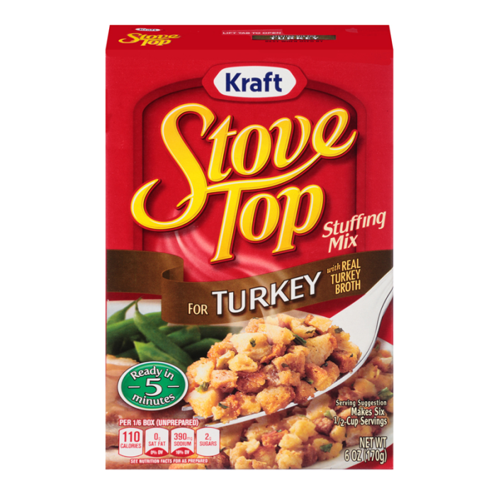 Prepared turkey stuffing served as a side dish