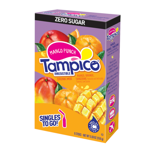 Tampico Singles to Go Mango Punch  (0.69oz) – Convenient sugar-free mango punch drink mix for refreshing hydration.