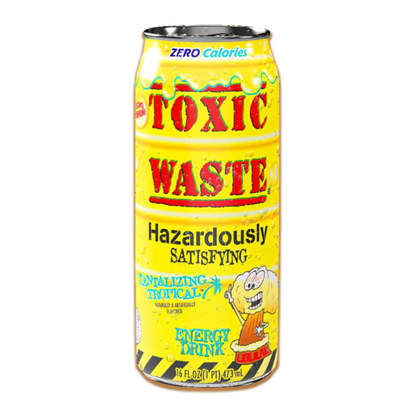 Four cans of Toxic Waste tropical 16 oz energy drink