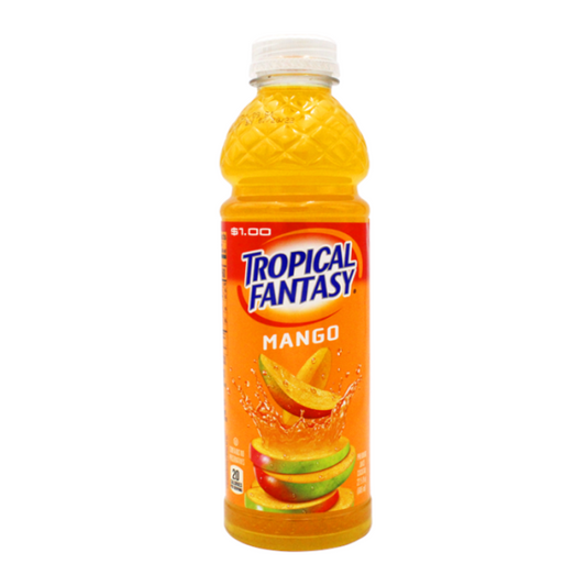 Tropical Fantasy Premium Juice Cocktail Mango 20fl oz (591ml) bottle with tropical mango flavour and vibrant packaging
