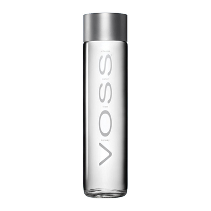 Voss Still Water in a 375 ml clear glass bottle with signature Voss branding